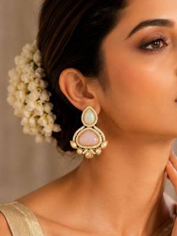 Abdesigns - Women Multi-Color Stones Brass Pair Of Earrings