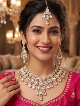 NUI - Women White Stones Alloy Jewellery Set