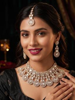 NUI - Women White Stones Alloy Jewellery Set