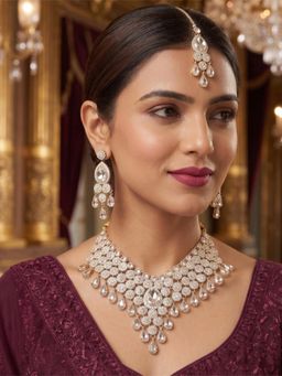NUI - Women White Stones Alloy Jewellery Set