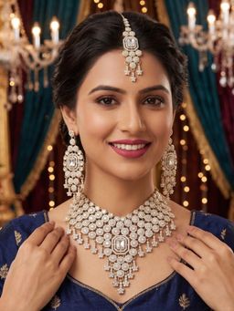 NUI - Women White Stones Alloy Jewellery Set