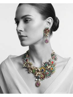 NUI - Women Multi-Color Stones Brass Jewellery Set