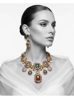 NUI - Women Multi-Color Stones Brass Jewellery Set