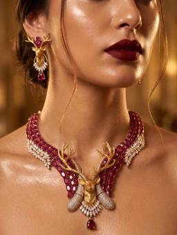 NUI - Women Multi-Color Stones Brass Jewellery Set