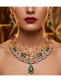 NUI - Women Multi-Color Stones Brass Jewellery Set
