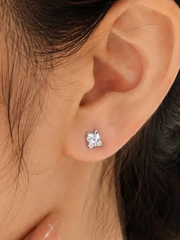 Ornate Jewels - Women White Stones Sterling Silver Pair Of Earring