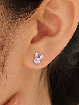 Ornate Jewels - Women White Stones Sterling Silver Pair Of Earring