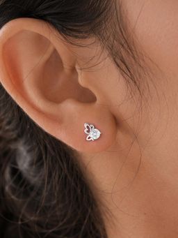 Ornate Jewels - Women White Stones Sterling Silver Pair Of Earring