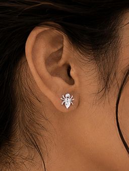 Ornate Jewels - Women White Stones Sterling Silver Pair Of Earring