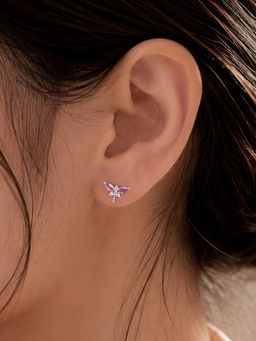 Ornate Jewels - Women Lavender Stones Sterling Silver Pair Of Earring