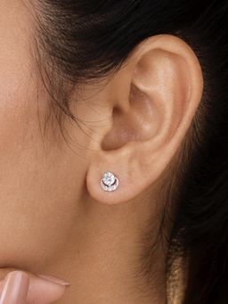 Ornate Jewels - Women White Stones Sterling Silver Pair Of Earring