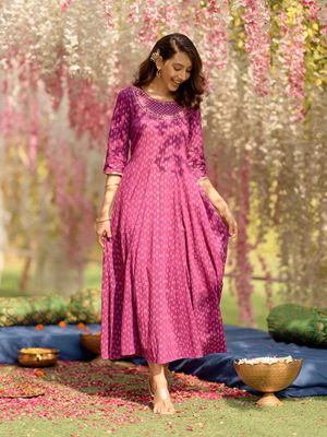 Babyhug Woven Solid Dress With Three Fourth Sleeves Embroidered Jacket & Tassle Detailing - Navy Blue