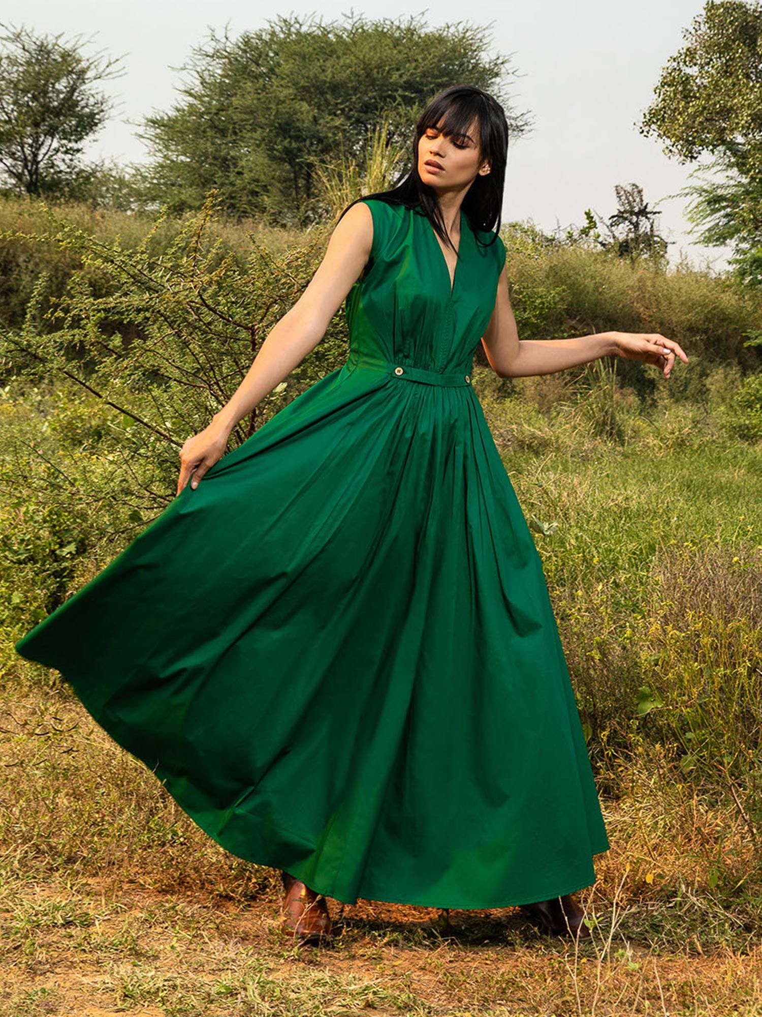 Khara Kapas Dresses Buy Khara Kapas Green Deccan Journey Dress Online Nykaa Fashion