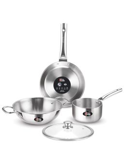Milton - Pro cook Triply Stainless Steel 4 Pc Induction Cookware Set-Silver