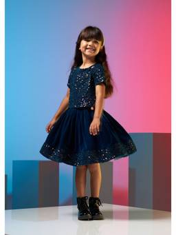 ANGEL & ROCKET - Embellished Navy Blue Dress