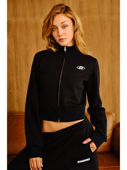 Bonkers Corner - Stealth Black Crop Zipper Jacket