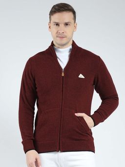 Monte Carlo - Maroon Men's Solid High Neck Sweater