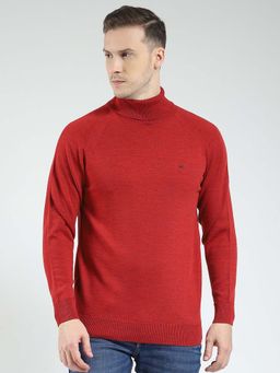 Monte Carlo - Maroon Men's Solid High Neck Sweater