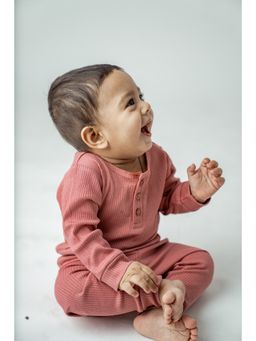 Yellow Rabbit - Unisex Rust Solid T-Shirt with Pyjama (Set of 2)