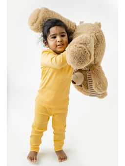 Yellow Rabbit - Unisex Yellow Solid T-Shirt with Pyjama (Set of 2)