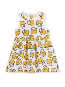 The Boo Boo Club - White Muslin Cotton Duckling Printed Baby Dress