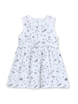 The Boo Boo Club - White Muslin Cotton Universe Printed Baby Dress