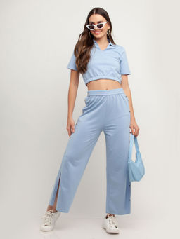 Zink London - Womens Blue Solid Co-ord Set