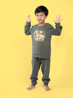 Orange Sugar - Olive Wild Pals Sweatshirt and Joggers (Set of 2)
