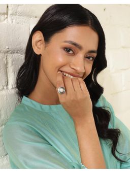 Fabindia - White Silver Adjustable Ring