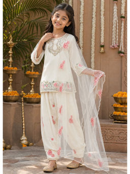 Kedar Fab - Pure Silk Floral Motiff Embroidered Farshi Salwar Suit with Dupatta