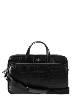 Eske - Brio Unisex Laptop Briefcase, Upto 15 Inch (Black Hand-Stitched Print)