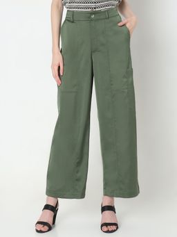 VERO MODA - Women Green Solid Comfortable Fit Pant