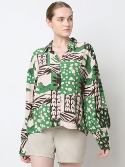 VERO MODA - Women Green Printed Comfortable Fit Shirt