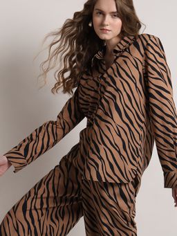 VERO MODA - Women Brown Animal Print Comfortable Fit Shirt