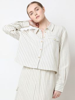 VERO MODA - Women White Stripes Comfortable Fit Shirt