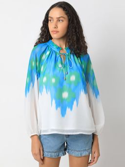 VERO MODA - Women Blue Printed Comfortable Fit Top