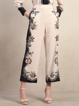 VERO MODA - Beige Ecru Floral Printed Pants