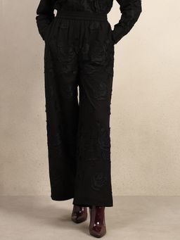VERO MODA - Black Floral Embroidered Pants