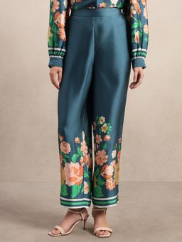 VERO MODA - Floral Printed Teal Pant