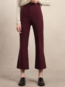 VERO MODA - Maroon Ankle Length Boot Cut Pants