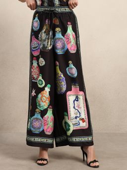 VERO MODA - Black Printed Wide Leg Pants