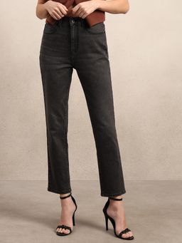 VERO MODA - Dark Grey Mid Rise Straight Fit Jeans