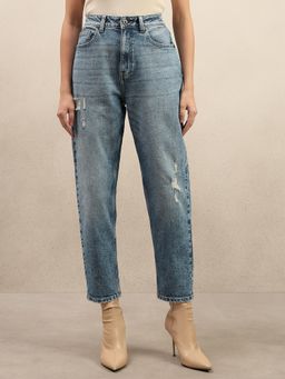 VERO MODA - Blue Mid Rise Mom Fit Jeans