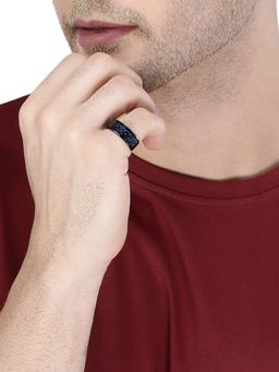 Yellow Chimes - Men Blue Silver-Plated Finger Ring