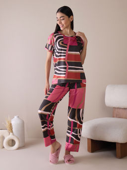 Sweet Dreams - Women Geometric Top with Pyjama (Set of 2)