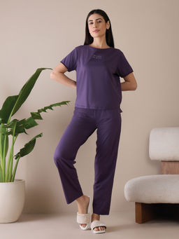 Sweet Dreams - Women Solid Top with Pyjama (Set of 2)