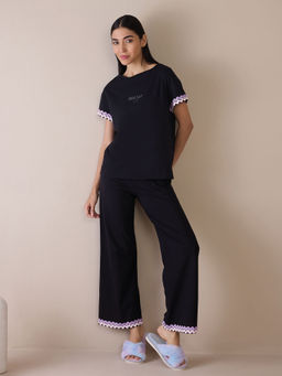 Sweet Dreams - Women Solid Top with Pyjama (Set of 2)