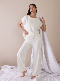 Sweet Dreams - Women Solid Top with Pyjama (Set of 2)