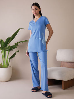 Sweet Dreams - Women Solid Top with Pyjama (Set of 2)