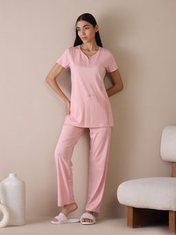 Sweet Dreams - Women Solid Top with Pyjama (Set of 2)